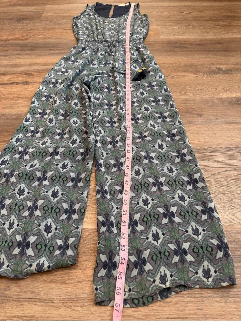 Tory Burch Laguna Silk Blouson Jumpsuit Bedford Gray Bukhara Ikat Print Size XS